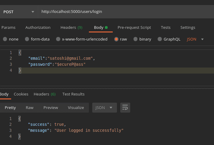 login jwt pman