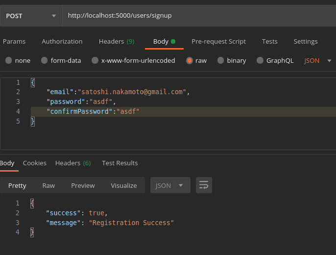 signup success