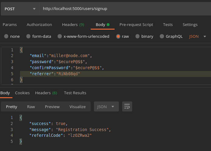 jwt ref signup pman