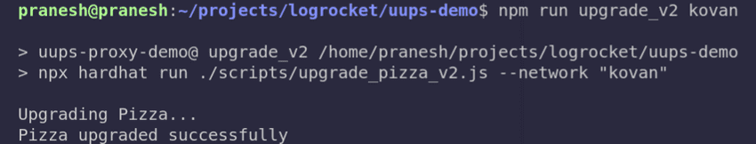 upgrade success console