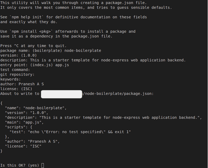 Output : npm init